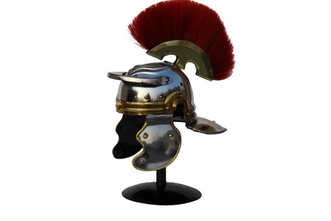 MEDIEVAL MINI HELMET Armour Helmet Red Plume With Stand Etsy