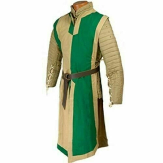 Medieval Costume Green&Camel Color Viking Tunic Armor Clothing | Etsy