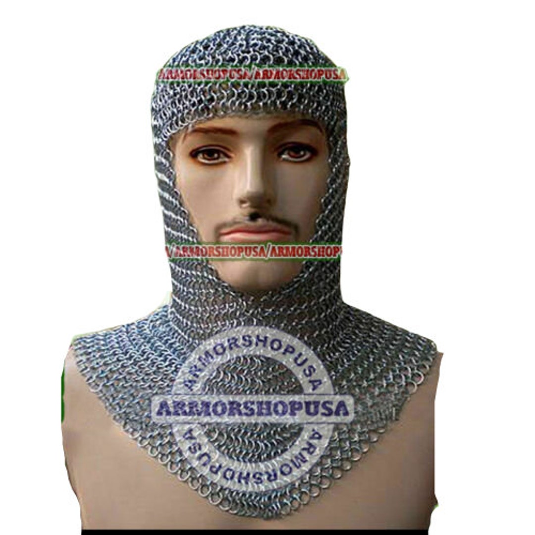 ALUMINIUM BUTTED Chainmail Coif Aluminum Vneck Anodized Hood Armor Etsy