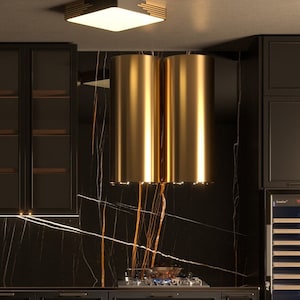 Brass Range Hood Cylinder Design, OLIVIA 2.0 - Custom Kitchen Tube Vent Hood - Modern Design - Kitchen Range Hood - kitchen stove chimney