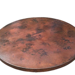 Copper Table Top - Round - Hammered - Fire Patina