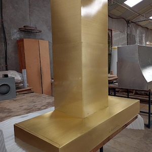 Custom Brushed Brass Hood Vent - Modern Kitchen Range Hood - Stove Range Hood Wall Mount - Classic, Luxury Kitchen Decor - Housewarming Gift