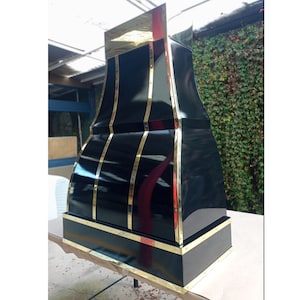Black and Brass Range Hood - Custom Kitchen Vent Hoods - Copper Kitchen Decor - Classic, Luxury Kitchen Vent Hood - MICHELLE - XL