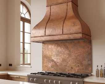 Copper Backsplash with Vintage Patina | Handmade Italian Style Kitchen Wall Panel | Custom Sizes
