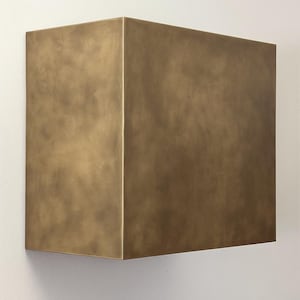 Custom Brass Range Hood – Vintage Patina, Wall-Mount Box Kitchen Vent