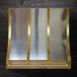 Custom Stainless Steel & Brass Range Hood - kitchen range hood - Kitchen Exhaust - Custom Vent Hood - Stove Range Hood, Stainless Steel Hood