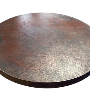 Copper Table Top - Round - Hammered - Dark Patina