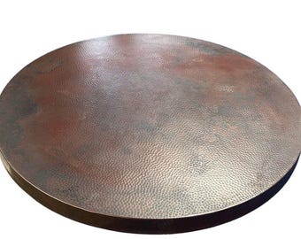 Copper Table Top - Round - Hammered - Dark Patina