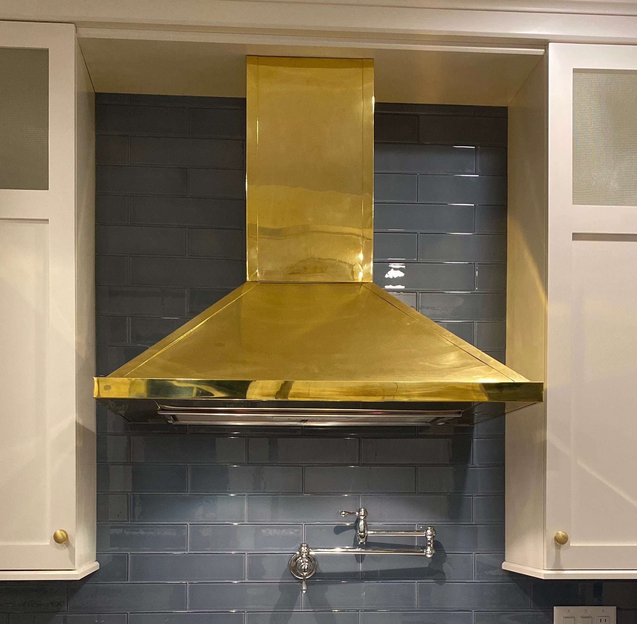 Brushed gold range sale hood
