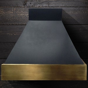 Black Range Hood: Vintage Patina Brass, Custom Kitchen Vent