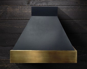 Black Range Hood: Vintage Patina Brass, Custom Kitchen Vent