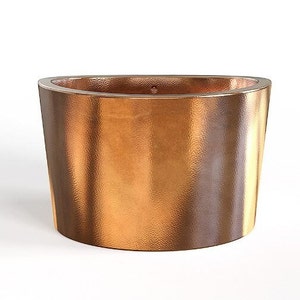 Hammered Copper Round Bathtub: Freestanding Japanese Soaking Tub