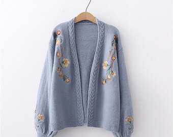 women's embroidered cardigan sweater