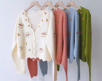 flower embroidered cardigan