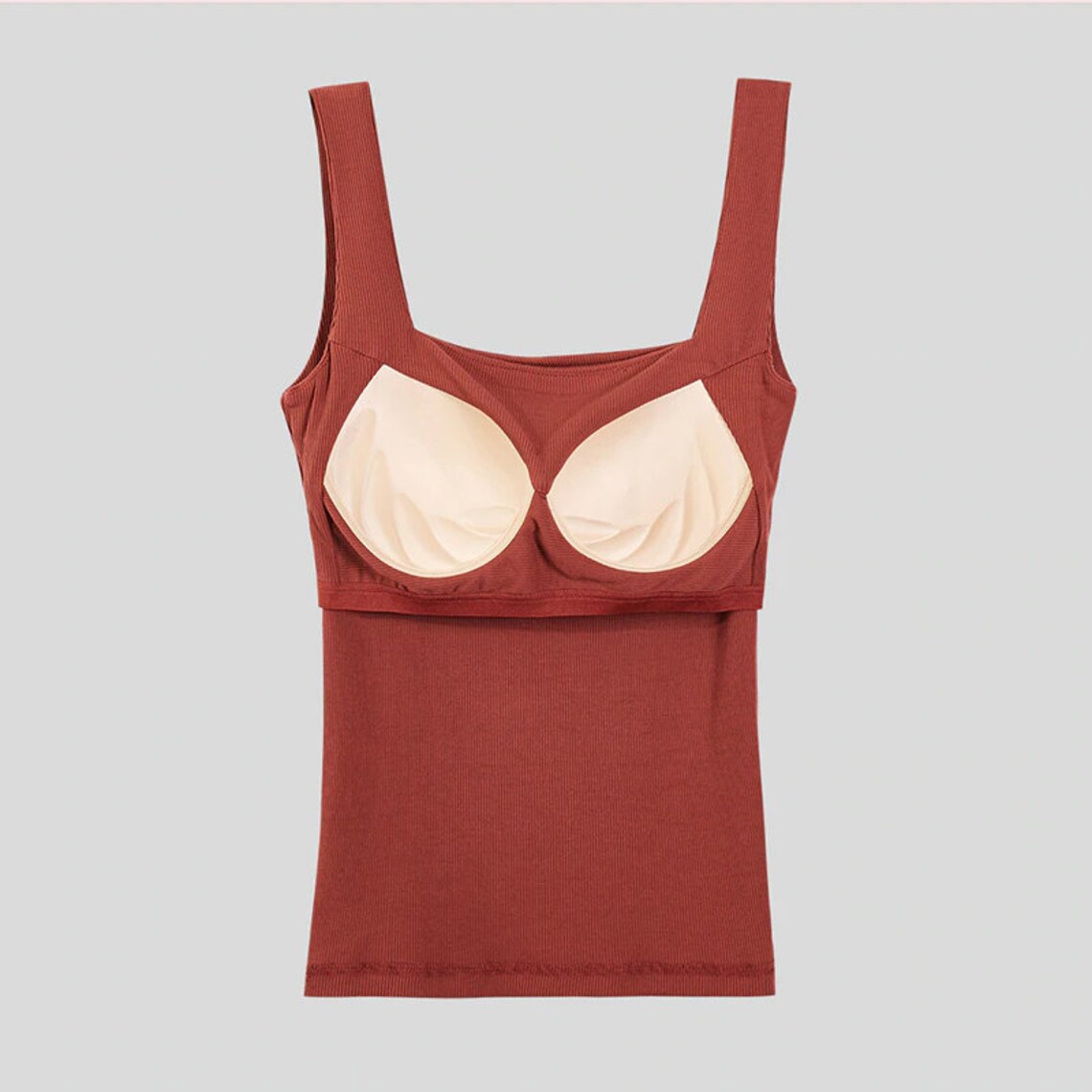 Built in Bra Padded Tank Top Elastic Camisoles Square Neck Etsy