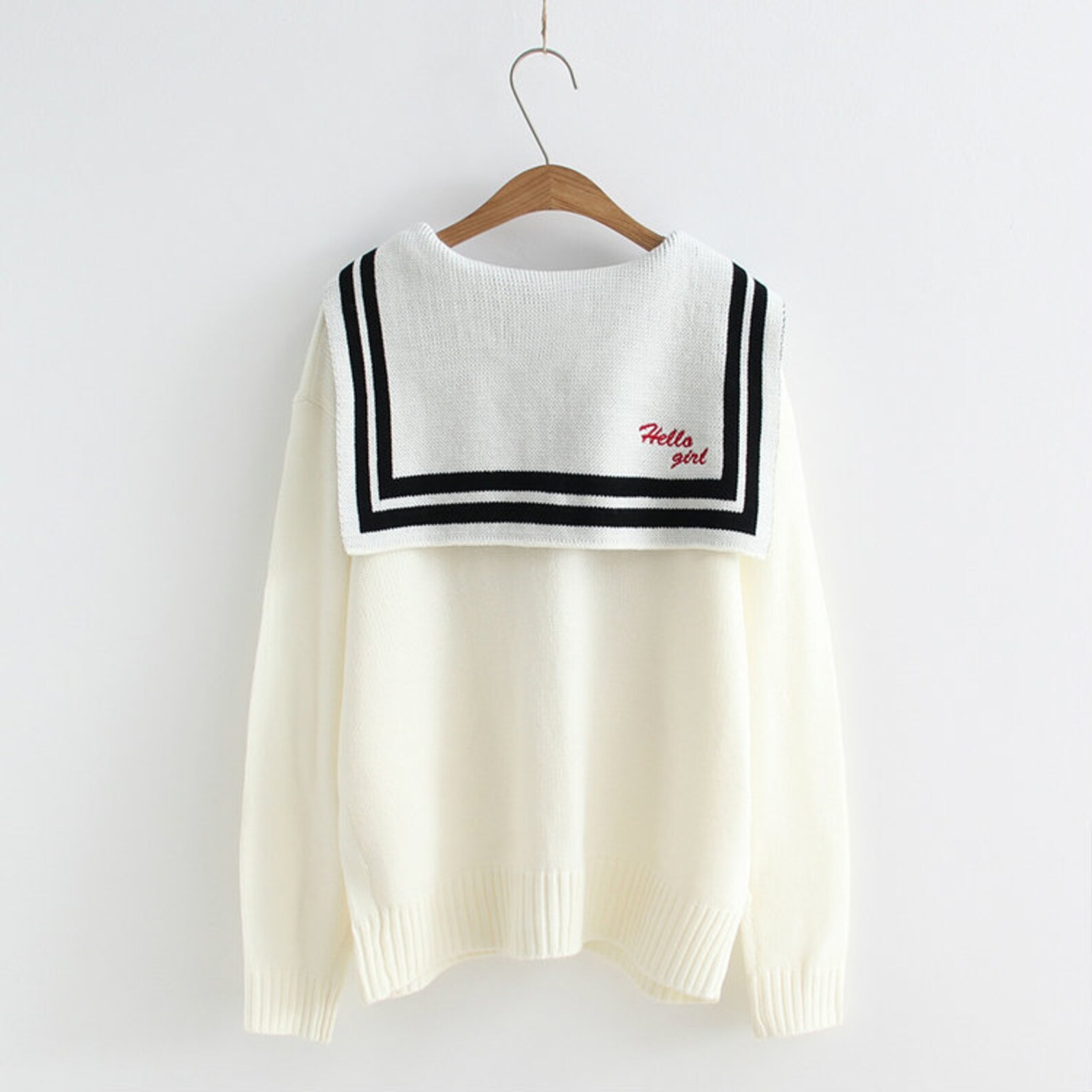 Bow Tie Sailor Collar Neck Sweater Cardigan Long Sleeve Etsy