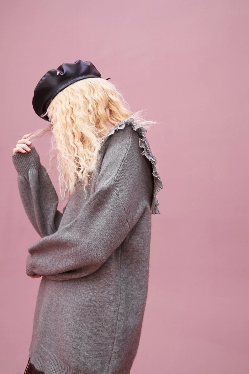 Ruffles Lace Sweater Jumper Long Sleeve
