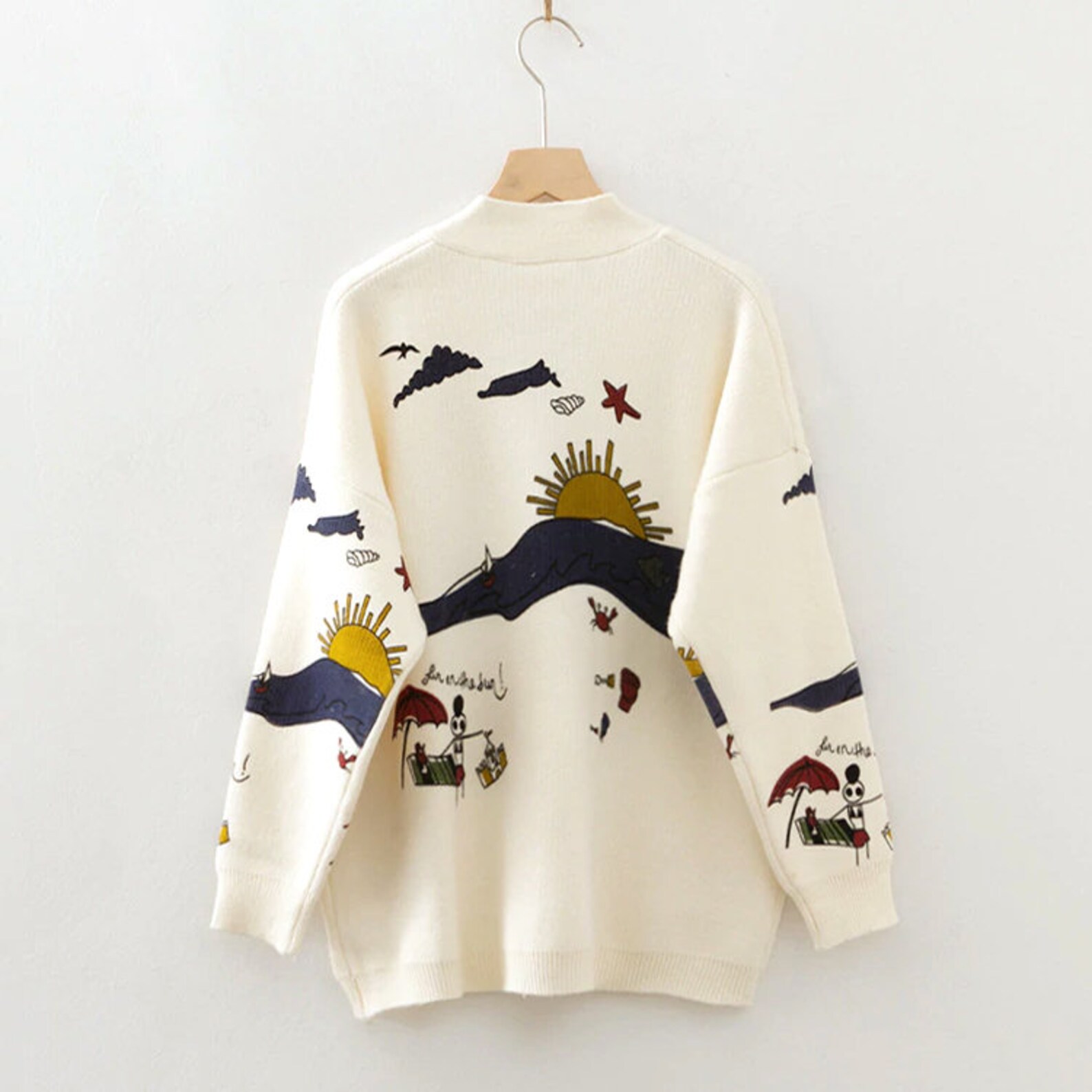 Landscape Summer Knit Sweater Cardigan Etsy