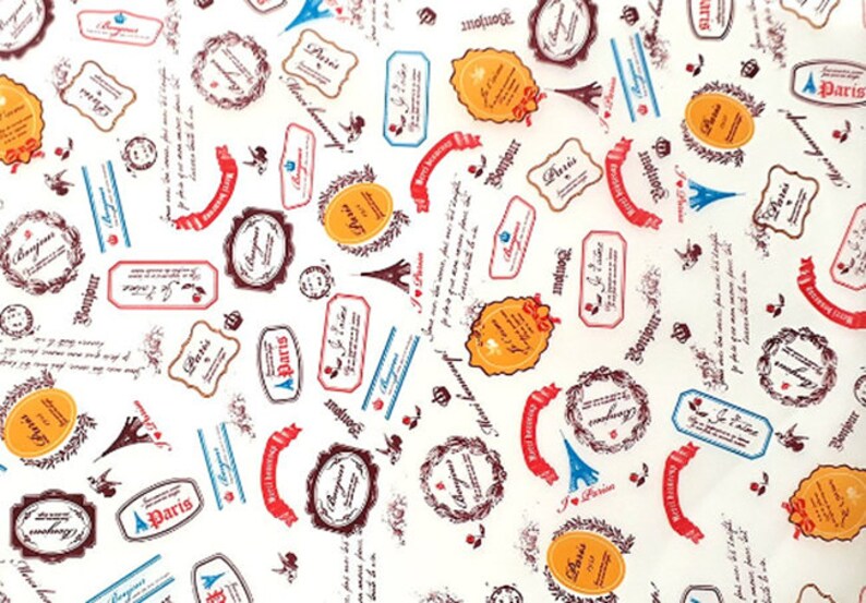 50 sheets 25x35cm Paris Eiffel Tower Greaseproof Oil Wax Food Wrapping Papers