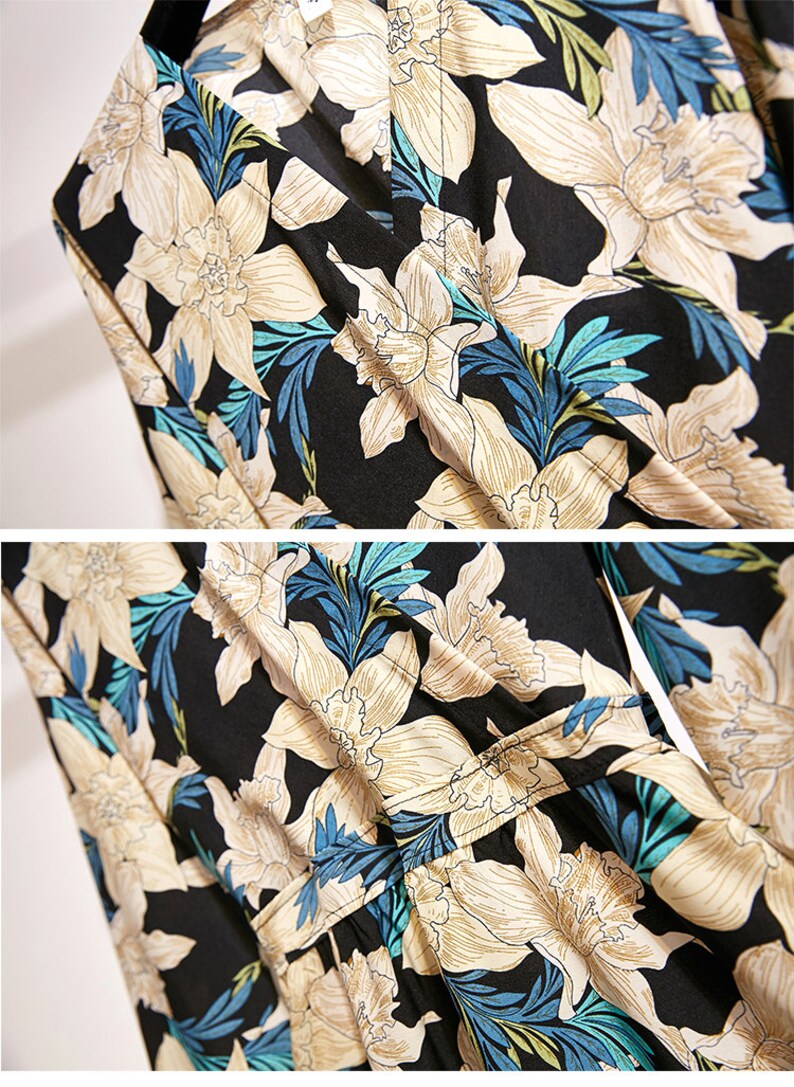 Flower V Neck Vintage Retro Women Dress