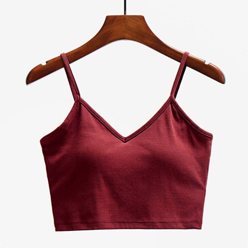 Built-in Bra Elastic Cami Tank Top Crop Tops