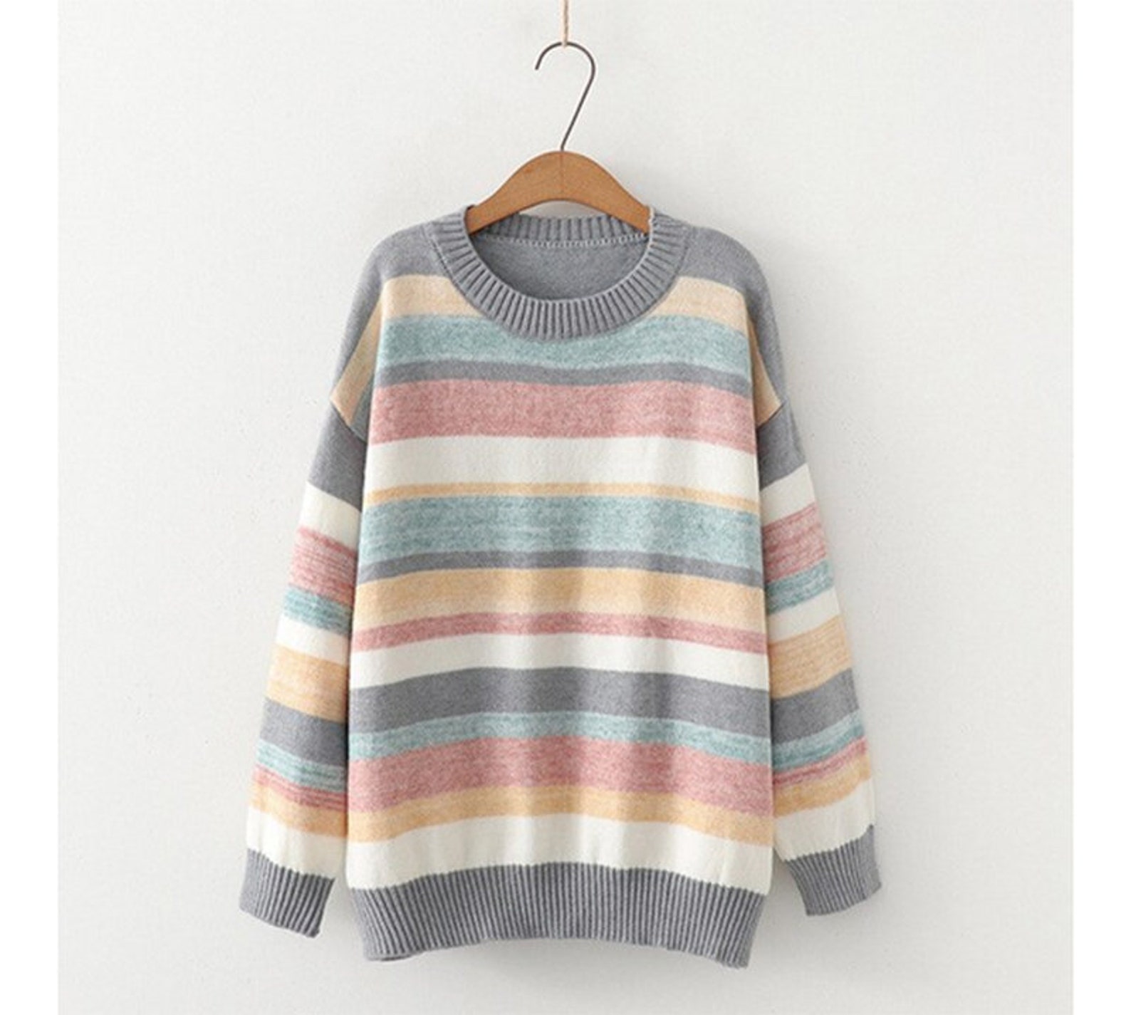 Pastel Knitted Sweater Jumper Long Sleeve Outwear | Etsy