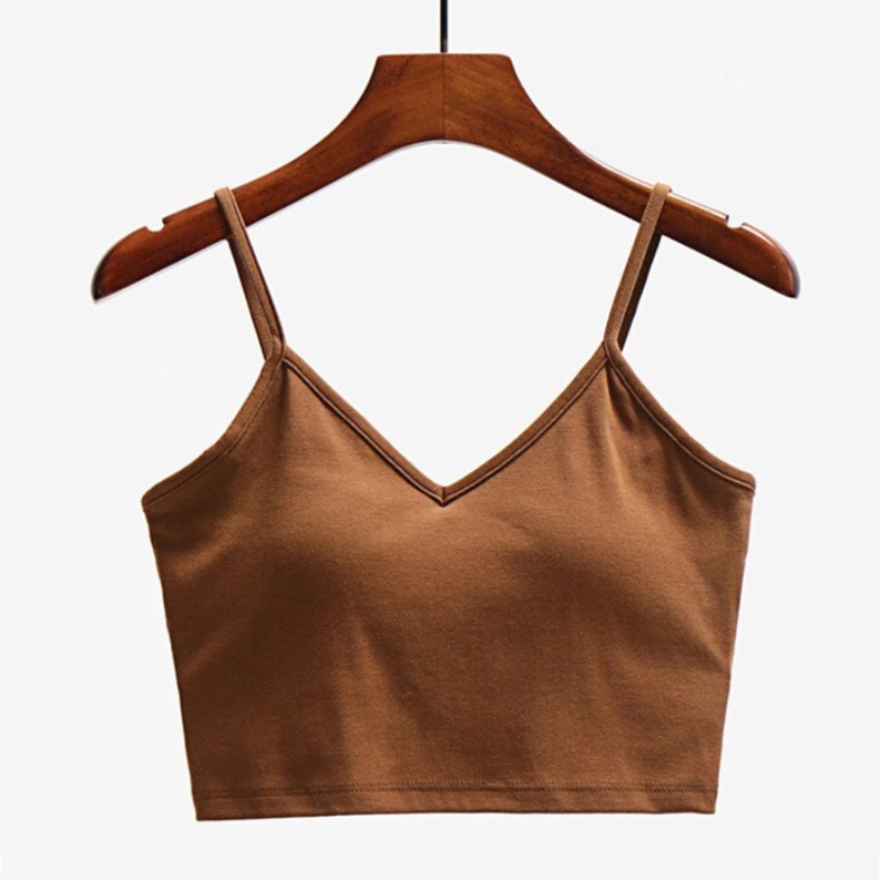 Built-in Bra Elastic Cami Tank Top Crop Tops