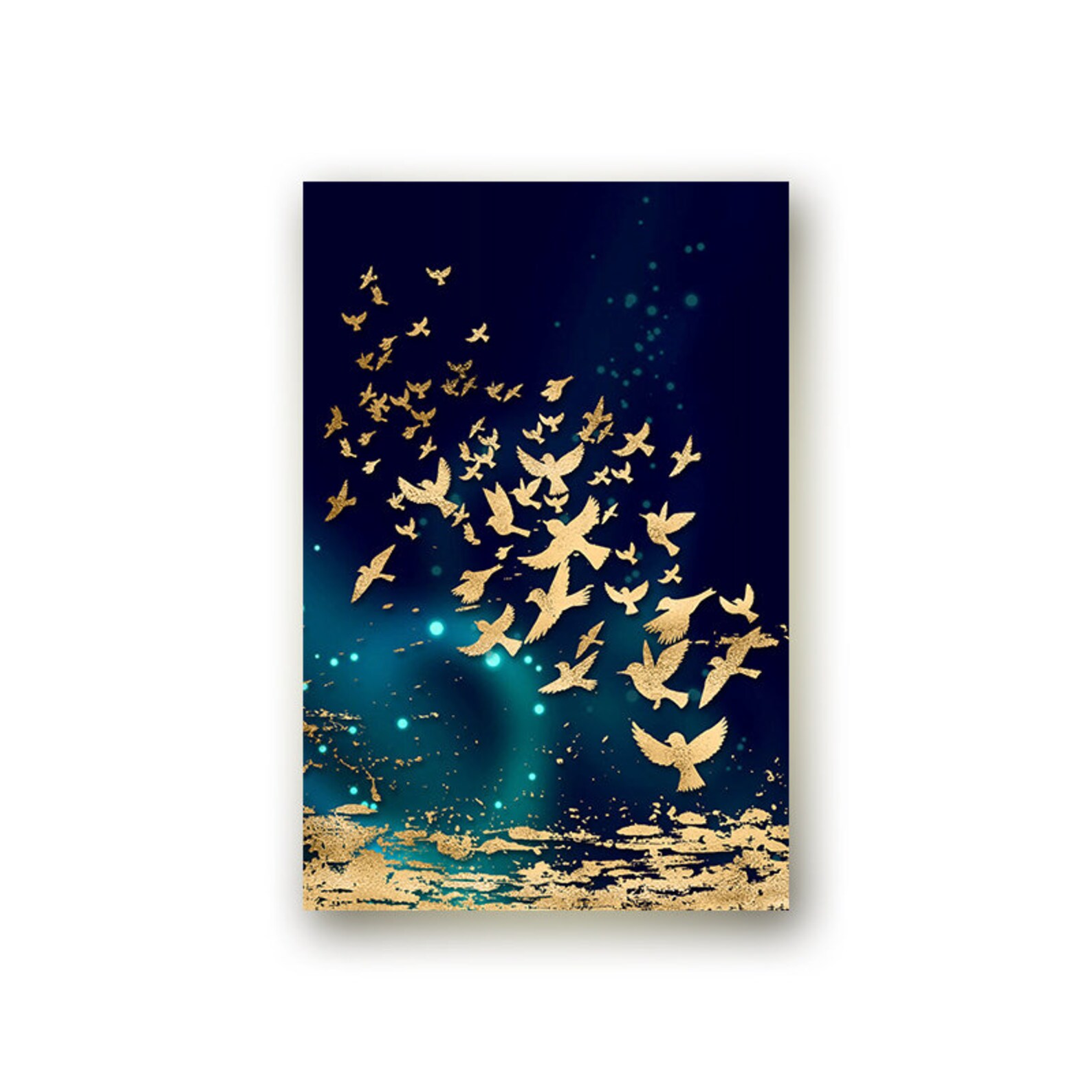 Golden Bird Wall Poster Canvas Art Print Painting Contemporary Etsy