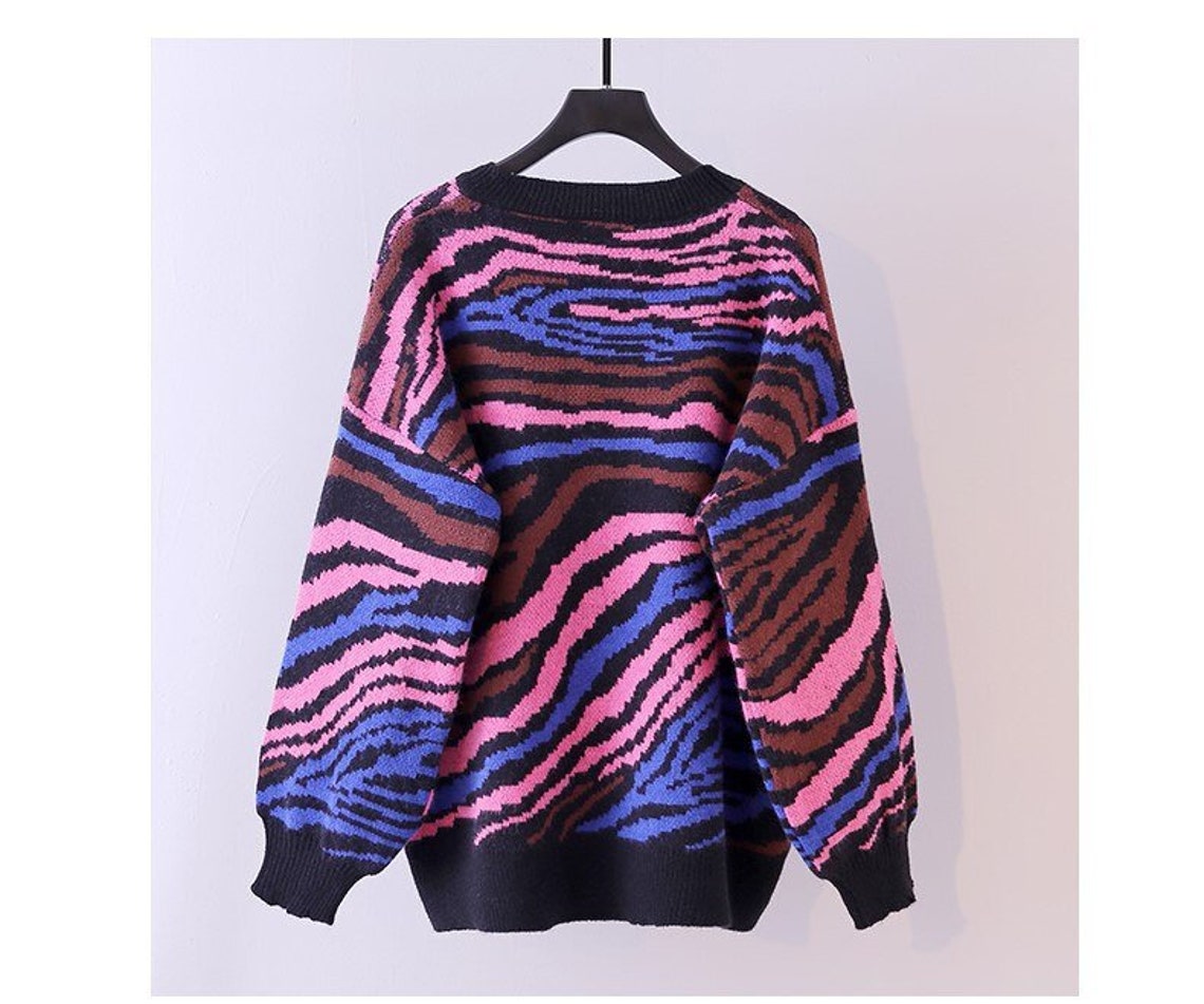 purple zebra print jumper