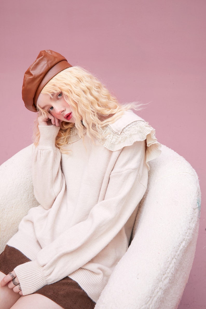 Ruffles Lace Sweater Jumper Long Sleeve
