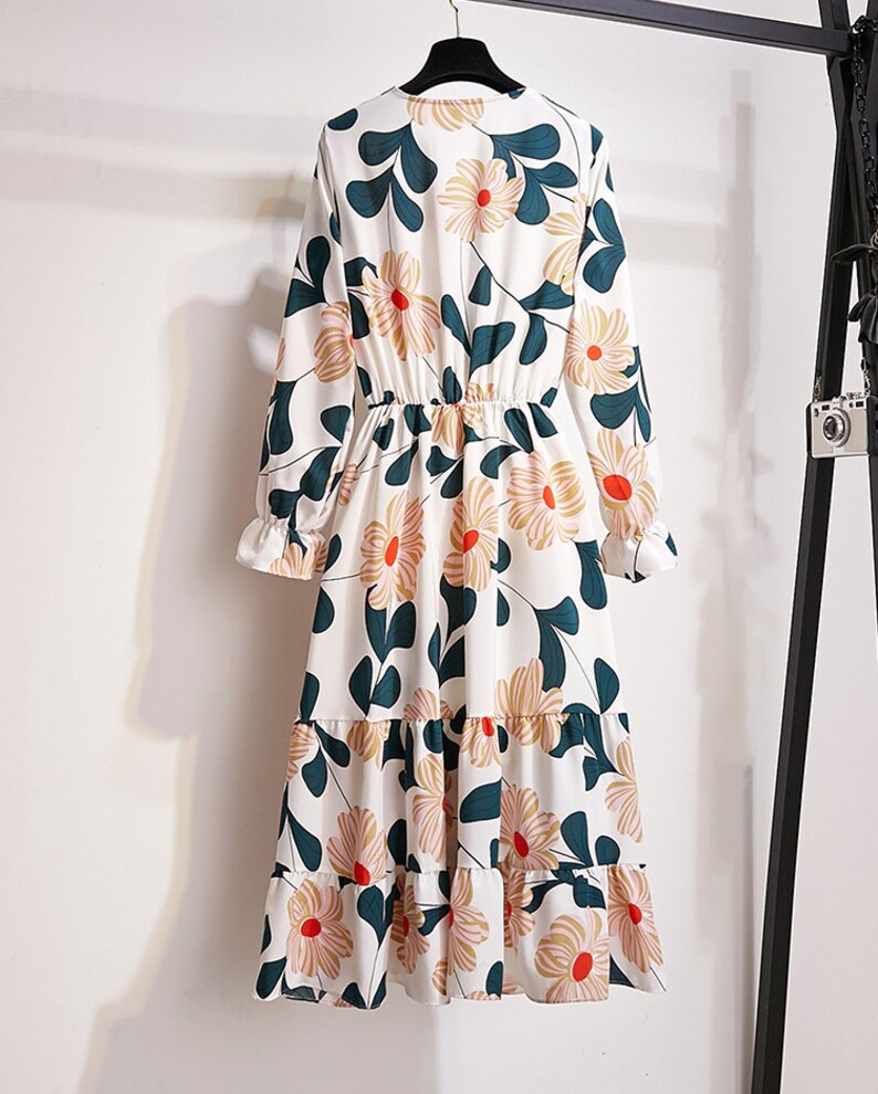 Flower V Neck Vintage Retro Women Dress