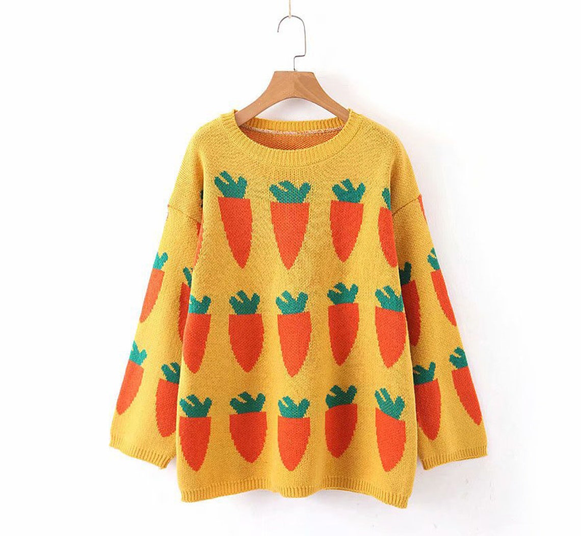 Carrot Sweater Jumper Long Sleeve Outwear Etsy