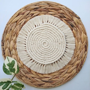 Large Spiral Macrame Coaster: Recycled Cotton Trivet