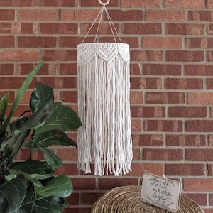 Medium Macrame Lantern: Boho Chandelier Mobile, 100% Cotton