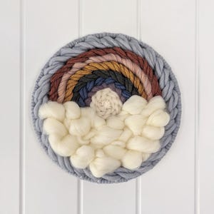Classic Woven Rainbow Wall Hanging / Round Rainbow Tapestry / Rainbow Nursery Art
