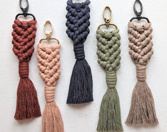 Mermaid Tail Macrame Keychain: Chevron Bag Charm, 100% Cotton