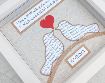 Personalised Framed Picture 4th/Linen Wedding Anniversary Gift