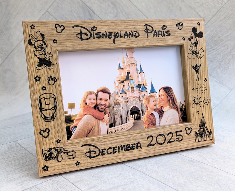 Personalised Disneyland Paris or Disney World Orlando Photo Frame: Engraved Keepsake Gift - Fits 4"x6" or 5"x7" Photo image 8