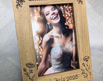 Personalised Laser Engraved Prom Frame Keepsake - Fits a 4"x6" or 5"x7" Photograph