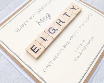 Personalised Scrabble Style Tiles Birthday Card Special Ages