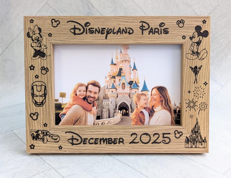 Personalised Disneyland Paris or Disney World Orlando Photo Frame: Engraved Keepsake Gift - Fits 4"x6" or 5"x7" Photo image 5