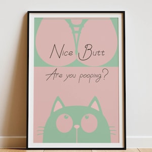 Are you pooping cat bathroom art deco bathroom art print Black cat art funny bathroom art funny cat poster restroom sign Funny bathroom art
