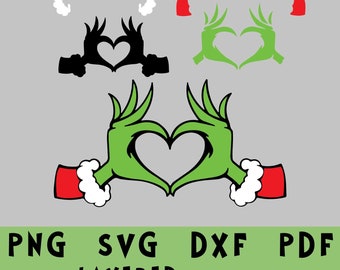 Layered Grinch hands SVG, Grinch heart SVG, Grinch hands PNG, Layered Grinch svg, Grinch layered svg cricut, grinch ornament hand svg
