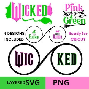 Wicked SVG Elphaba Gläser SVG, Wicked PNG Aufkleber SVG, Wicked Hexe SVG, Wicked SVG für Cricut, Wicked Layered svg, Trotzen der Schwerkraft