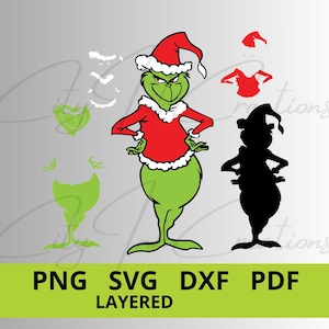 Grinch standing SVG, Grinch PNG, Grinch layered svg cricut, Grinch ornaments svg, Grinch svg, grinch face svg, svg grinch ornament