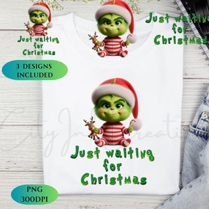 Just Waiting For Christmas Png, Christmas shirt Png, Funny Christmas png, Retro Christmas PNG, Christmas Sublimation Design, Green man