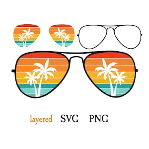 Retro Beach Palms Sunglasses SVG file for Cricut Sunglasses Vector Retro Sunglasses svg Palm Tree Sunglasses Silhouette Car stickers