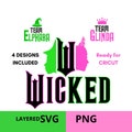 Wicked SVG, Wicked PNG sublimation design, Wicked witch SVG, Wicked svg layered for cricut, Wicked layered svg files for cricut product logo