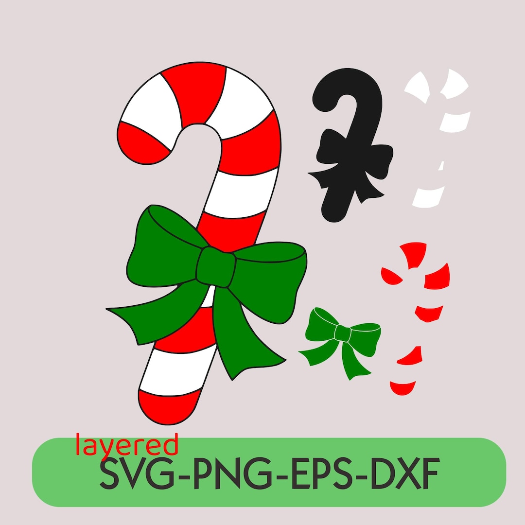 Christmas Candy Cane SVG Layered Cut File for Cricut & Silhouette ...