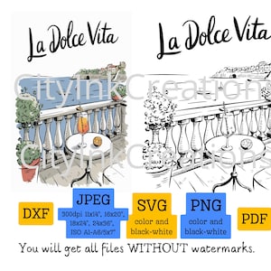 La Dolce Vita svg ファイル (cricut 用)、イタリアのシャツ プリント、イタリアの休暇、イタリアのタイポグラフィ、デジタル ダウンロード svg、dxf、png、pdf シルエット